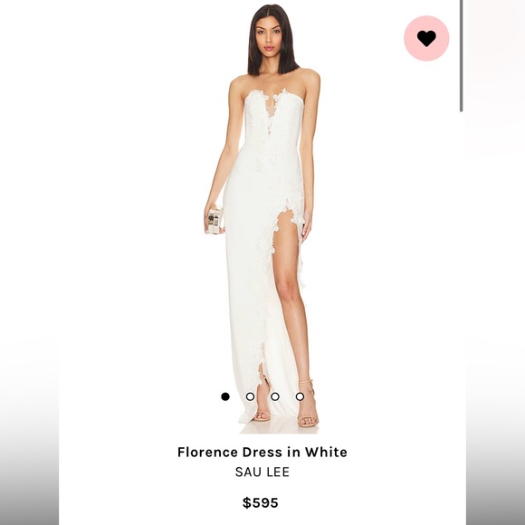 Sau Lee white bridal strapless dress (Florence Floral-Appliquéd Column Gown) - Picture 4 of 15